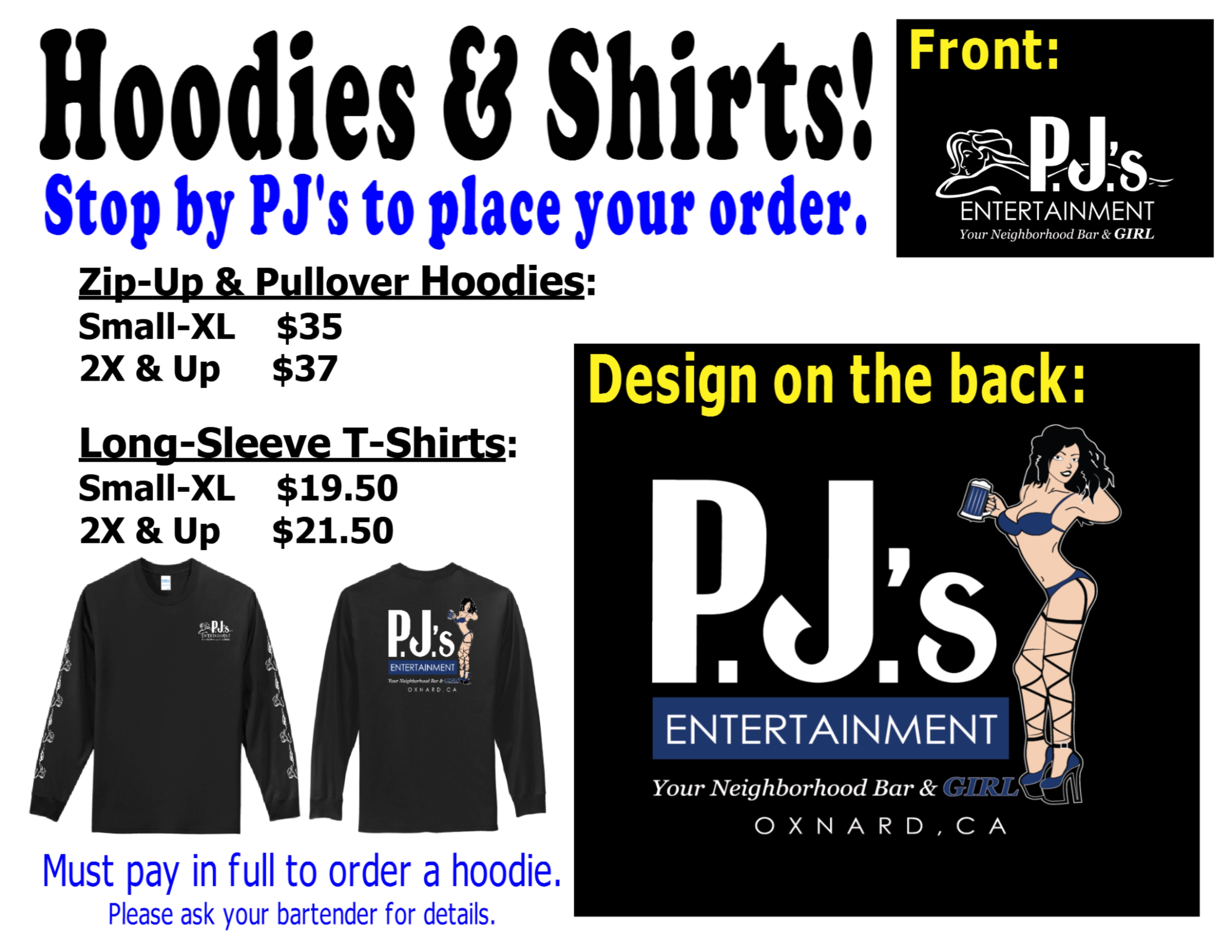 Ask your bartender how to order your hoodie!